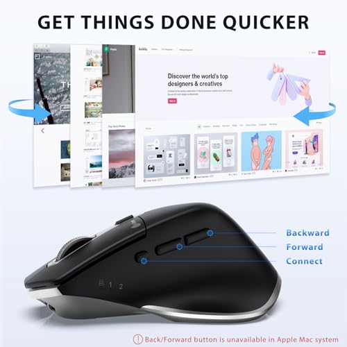 iClever Bluetooth Mouse, Wireless Large Mouse, Multi-Devices Dual Mode, Ergonomic Mice with 5 Adjustable DPI and 7 Buttons, Rechargeable Silent Mice for Laptop, iPad, MacBook, Tablet, PC, Black Grey - color: Black-Silver