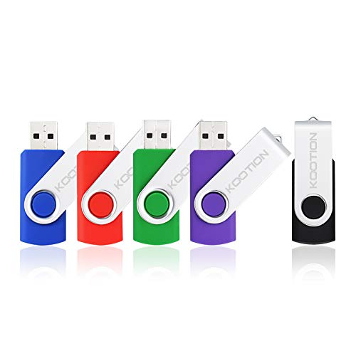 KOOTION 5 X 16GB USB Flash Drive 2.0 Thumb Drive 16 gb Memory Stick Swivel Keychain Design Mixcolor - color: Blue, Red, Green, Purple, Black, size: 16GB 2.0