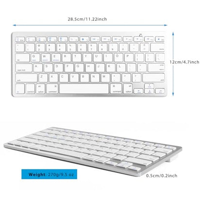 Wireless Bluetooth Keyboard for Apple iPad iPhone Samsung Phone Smartphone Tablet Portable Keyboard for Compatible iOS/Windows/Android System Devices (White)