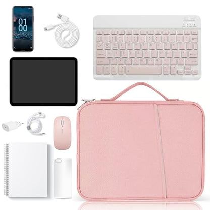 Crienten 12.9 Inch Tablet Sleeve Bag for Women Fits iPad Pro 12.9 M2 2022/2021/2020/2018/Pro 12.9 2017, Surface Laptop Go 12.4", Galaxy Tab S8+ 12.4", Waterproof Bag Carrying Case with Pocket (Pink) - color: Pink-12.9in, size: 12.9 inch