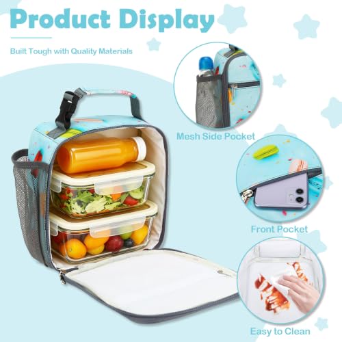 FlowFly Kids Lunch box Insulated Soft Bag Mini Cooler Back to School Thermal Meal Tote Kit for Girls, Boys, Biscuits - color: Biscuits