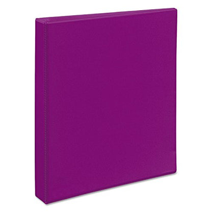 Avery Durable View 3 Ring Binder, 1 Inch Slant Rings, 250-Sheet Capacity, DuraHinge, 1.4 Inch Wide Spine, Customizable Clear Covers and Spine, 1 Bright Purple Binder (17294) - color: Purple, size: 1"