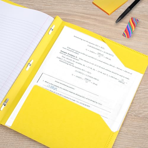 Five Star 2-Pocket Folder, Plastic Folder with Stay-Put Tabs and Prong Fasteners, Holds 8-1/2" x 11" Paper, Vivid Yellow (340300S) - color: Vivid Yellow, size: 1 Count (Pack of 1)