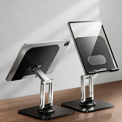 Adjustable Tablet Stand, Tablet Holder with 360° Rotating Base & Foldable Design, Portable Tablet Mount for Desk Bedroom Office