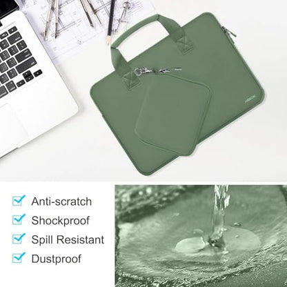 Hseok Laptop Sleeve 14 inch Case with Small Case, Compatible with MacBook Neo 14, MacBook Pro 14 M5/M4/M3/M2/M1, XPS 14 and Most 14 inch Notebooks, Neoprene Computer Handbag,Matcha green - color: Matcha Green, size: 14"