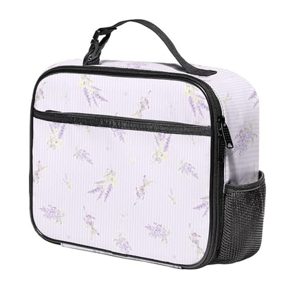 WOBAGMEN Large Lunch Box, Insulated Reusable Lunch Bag with Water Bottle Holder Portable Waterproof Leakproof Lunch Tote Bag Cute Lunch Box(Lilac Lavender) - color: Lilac Lavender