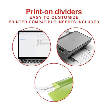 Staples Large Tab Plastic Insertable Pocket Dividers, 8-Tab Set, Multicolor – Durable Write‑On Binder Dividers with Pockets for 3‑Ring Binders