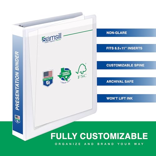 Samsill 1 Inch 3 Ring Binders, Economy Round Ring, Clear View Cover, 200 Sheet Capacity - for School, Home, Office - White, 24 Pack - color: White, size: 24-Pack, style: 1-Inch