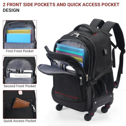 star cloud 45L Rolling Backpack for 17.3" Laptop - 22x14x9", Water-Resistant Luggage with 4 Extra Wheels, Roller Travel Laptop Backpack for Business, Wheeled Backpack for Travel and Commuting - size: Carry on 22-Inch