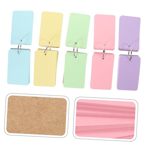 SHERCHPRY 50sheets Blank Learning Flash Cards with Binder Rings Memo Cards for Note-taking and Study for Students Office Use and Diy Projects