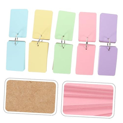 SHERCHPRY 50sheets Blank Learning Flash Cards with Binder Rings Memo Cards for Note-taking and Study for Students Office Use and Diy Projects