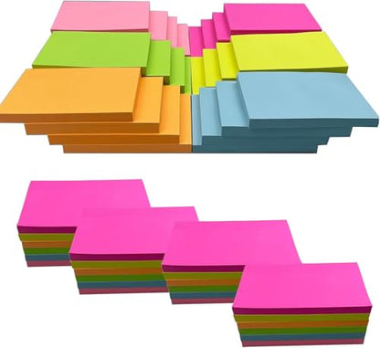 1920 Sheets 3 in x 5 in Large Sticky Notes, 76 x 127 mm 6 Pads Assorted Self-Stick Pads for Notebook,Office,School and Home,80 Sheets/Pad (24 Pads Brillant) - style: 24 Pads Brillant