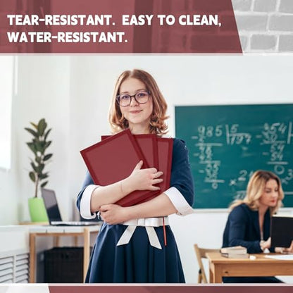 Teling 24pcs Heavy Duty Plastic Folders with Clear Front Pocket and Card Slot, 3 Prongs and 2 Pockets, Letter-Size, Reports Document Presentations Office Supplies, Back to School Gifts (Dark Red) - color: Dark Red