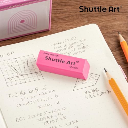 Pink Erasers, Shuttle Art 120 Pack Pink Erasers Bulk for School, Office, Latex-Free Soft Eraser for Kids, Teachers as School Supplies - color: Pink