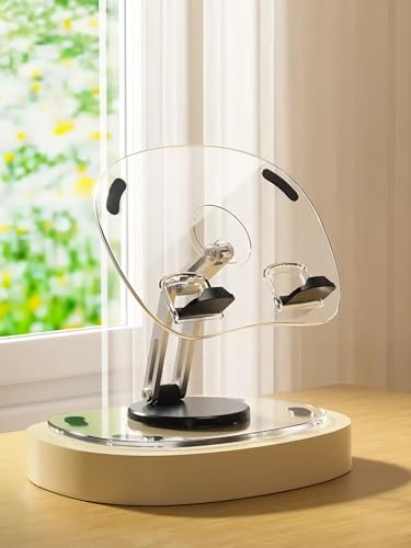 360 Degree Rotating Tablet Phone Holder Height Adjustable, Portable IPad Stand Transparent and Foldable, Adjustable Tablet Holder for iPad Air 5/4/Mini 6/Mini 5/10.2/Pro 12.9/Pro 11, Monitor, Black - color: Black