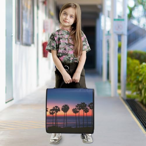 3 Ring Zipper Binder Summer Beach Sunset Seaside Binders Bag with Shoulder Strap 500 Sheets Paper Organizer Trapper Keeper Documents Storage File Folder for School Office - color: A1130