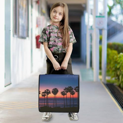 3 Ring Zipper Binder Summer Beach Sunset Seaside Binders Bag with Shoulder Strap 500 Sheets Paper Organizer Trapper Keeper Documents Storage File Folder for School Office - color: A1130