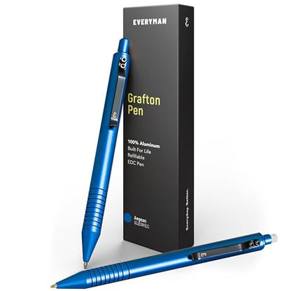 Everyman Aegean Grafton Pen and Pencil Set | Premium EDC Metal Gel Ink Pen + Mechanical Pencil | Refillable Executive Writing Tools for Office, Business, Men’s Gift & Daily Use - color: Aegean, style: Pen and Pencil Set