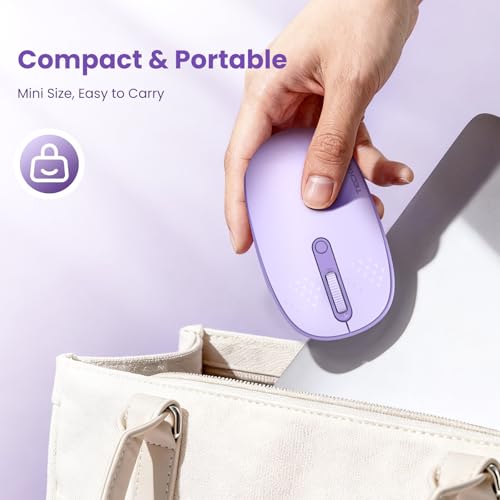 TECKNET Wireless Mouse,Bluetooth Mouse (BT5.3/5.0 & 2.4G) with USB Receiver Silent Optical Computer Mice，Wide Compatibility - color: Purple