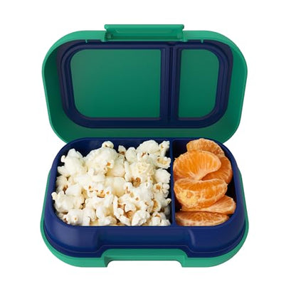 Bentgo Kids Snack Leak-Proof 2 Compartment Bento-Style Container | For Snacks & Small Meals, Easy-Open Latch, Dishwasher Safe, BPA-Free for School, Daycare, & Sports, Ages 3+ (Green/Navy) - color: Green/Navy