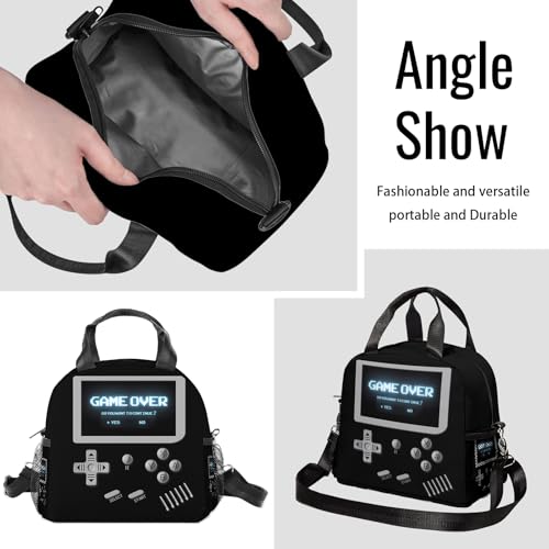 Gamepad Console pattern Lunch Bag Reusable Insulated Lunch Box Large Capacity Meal Tote for Kids Boys Girls Waterproof Adjustable Shoulder Strap Gamer Lunch Tote for Work School Picnic Travel - color: Game01