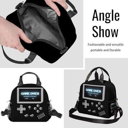 Gamepad Console pattern Lunch Bag Reusable Insulated Lunch Box Large Capacity Meal Tote for Kids Boys Girls Waterproof Adjustable Shoulder Strap Gamer Lunch Tote for Work School Picnic Travel - color: Game01