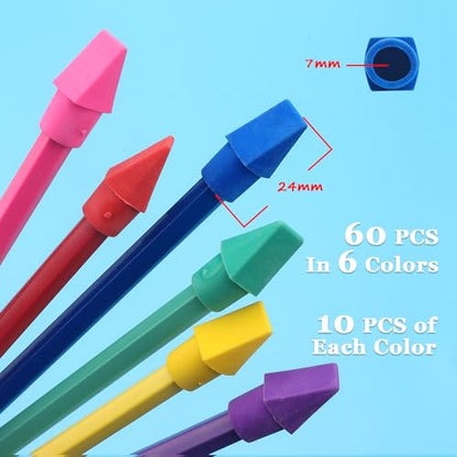 Tamaki 60 Pack Erasers for Pencils, Pencil Top Erasers Cap, 6 Colors | Toppers Eraser for kids