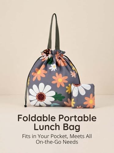 Double-Handle Lunch Bag, Insulated Waterproof Reusable Tote for Women/Students, Fits 2 Bento Boxes + Water Bottle - Ideal for School/Office/Picnic (Sunflower) - color: Sunflower