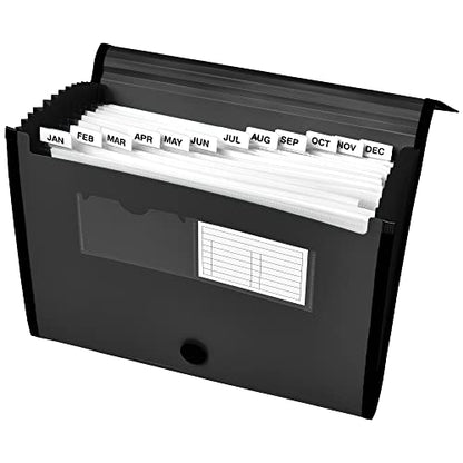 Avery Expanding File Folder Organizer, 13-Pocket Accordion File Organizer, Black, Holds 425 Letter/A4-Size Sheets (73553)