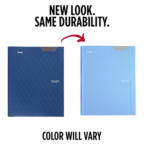 Five Star 2-Pocket Folder, Plastic Folder with Stay-Put Tabs and Prong Fasteners, Holds 8-1/2" x 11" Paper, Pacific Blue (72115) - color: Pacific Blue, size: 1 Count (Pack of 1)