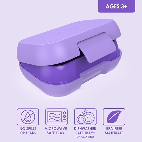 Bentgo Kids Snack Leak-Proof 2 Compartment Bento-Style Container | For Snacks & Small Meals, Easy-Open Latch, Dishwasher Safe, BPA-Free for School, Daycare, & Sports, Ages 3+ (Purple) - color: Purple