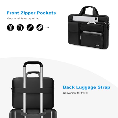MOSISO Laptop Shoulder Bag 14 inch, 14 inch Computer Bag | Compatible with HP Lenovo Dell ASUS Acer, Dell Latitude with 2 Raised&1 Flapover&1 Horizontal Pocket&Handle&Belt, Black - color: Black, size: 14 inch