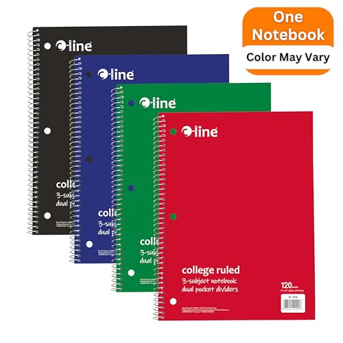 C-Line 3-Subject Notebook, College Ruled, 1 Notebook, Color May Vary (22400)