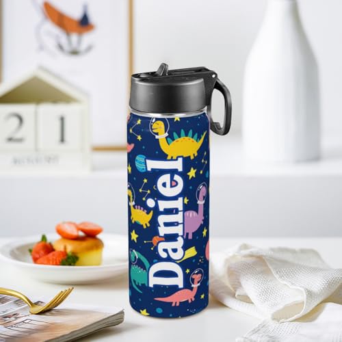 Personalized Water Bottles For Kids with Name, Custom Insulated Stainless Steel Cup with Straw Lid for Boy Girl Men Women, Stainless Steel Thermo, Back to School Gifts Kids Teens, 18 OZ - color: # design 04-cartoon 2