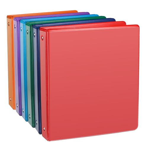 COMIX 3 Ring Binder 1 inch with Clear View Cover, 1" View Binder Holds 200 Sheets of US Letter Size Paper, 6 Pack (Assorted) - color: Multicolored, size: 1 inch, style: 6-Pack