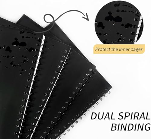 Blank Spiral Notebook, 8.5" x 11" Hardcover Sketch Book, 4 Pack Large Blank Journal for Drawing, A4 Black Unlined Journals for Women Men Office School Home - style: Unlined