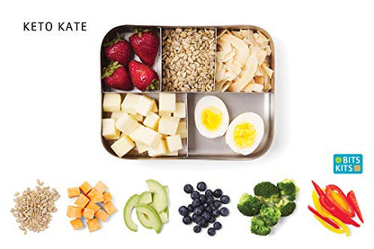 Bits Kits Stainless Steel Bento Box Lunch and Snack Container, 5 Sections | For Kids & Adults | Easily Fits In Lunchboxes | Durable Stainless Steel | Dishwasher Safe | Divides Meal & Snacks | On The Go - style: Lunch Box, 5 Sections