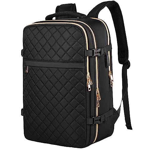 MOMUVO Travel Backpack for Women, Carry On Backpack Airline Approved, 15.6 Inch Laptop Backpack with USB Charging Port, Casual Daypack for Weekender Business College, Black - color: Black, size: 15.6 inch