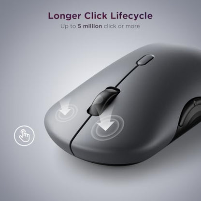 Lenovo 700 Multi-Device Wireless Mouse, Bluetooth or 2.4 GHz USB-A Connection, Connect up to 3 Devices, 36 Month Battery Life, Luna Grey - color: Luna Grey