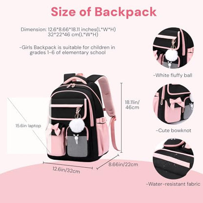 Girls Backpack School Bags Kids Elementary School Backpack for Girls Teens Cute Childrens Bookbags Casual Back Packs, Purple - color: Purple