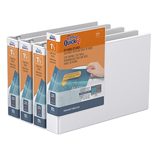 QuickFit Heavy-Duty Landscape 3-Ring Binder, Round Ring, 8 1/2 Inches by 11 Inches, 1.5 Inch, White, Pack of 4,97120-04 - size: 1.5 Inch, style: 4 Pack