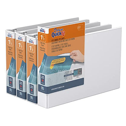 QuickFit Heavy-Duty Landscape 3-Ring Binder, Round Ring, 8 1/2 Inches by 11 Inches, 1.5 Inch, White, Pack of 4,97120-04 - size: 1.5 Inch, style: 4 Pack