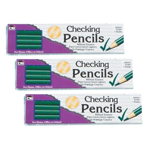 Charles Leonard Checking Pencil with Eraser, Green Colored Lead, 36-Pack (65025) - color: Green, size: 12 Count (Pack of 3)