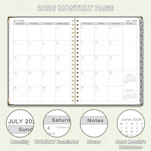 Planner 2026-2027, Weekly and Monthly Academic Planner, Jul 2026 - Jul 2027, 8.5"x11" Large Hardcover Daily Planner Calendar with Tabs for Women, Year Planning Agenda for Teacher and Student (Green) - color: Green