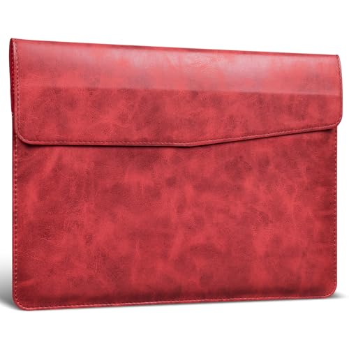 13 Inch Leather Laptop Sleeve Compatible with MacBook Neo 13" 2026 & MacBook Air/Pro 13" (M5/M4/M3/M2/M1, 2025-2018), Magnetic Buckle Closure Protective Case Cover,Red - color: Red, size: For MacBook 13"