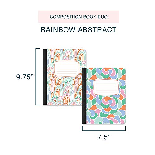 Studio Oh! Composition Notebook Duo 2 Pack, 7.5" x 9.75", Back to School Supplies & Cute College Essentials, Aesthetic Notebook for School, 160 Page Lined Paper, 70 GSM Paper Wt., Rainbow Abstract - color: Rainbow Abstract