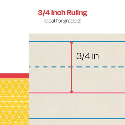 School Smart Zaner-Bloser Writing Paper, Handwriting Practice Lined Paper, Grade 2 Learning, 3/4 Inch Rule, 10-1/2 x 8 Inches, 500 Sheets - size: 10.5" x 8", style: 3/4 Inch Ruled
