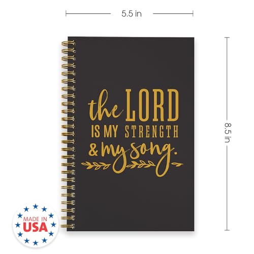 The Lord Is My Strength And My Song Notebook / 5.5" x 8.5" Religious Spiral Notebook / 120 College Ruled Pages / Durable Twin Loop Gloss Laminated Cover / Gold Wire-o Spiral / Made in the USA - color: Multicolor