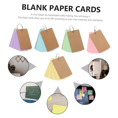 FOMIYES 50sheets Portable Blank Flash Cards with Binder Rings Durable Note Cards Colors for Learning Memo and Creative Diy Projects Students and Office Use