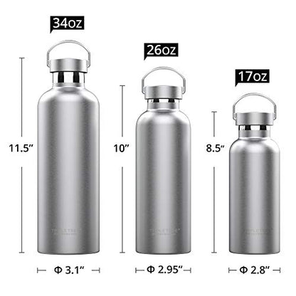 Triple Tree 17OZ Vacuum Insulated Stainless Steel Water Bottle, Double Wall Wide Mouth Lids Keeps beverage Hot or Cold Sweat Proof - color: Insulated, size: 17 Ounces